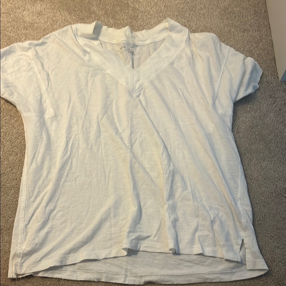 White V-Neck Women's Top